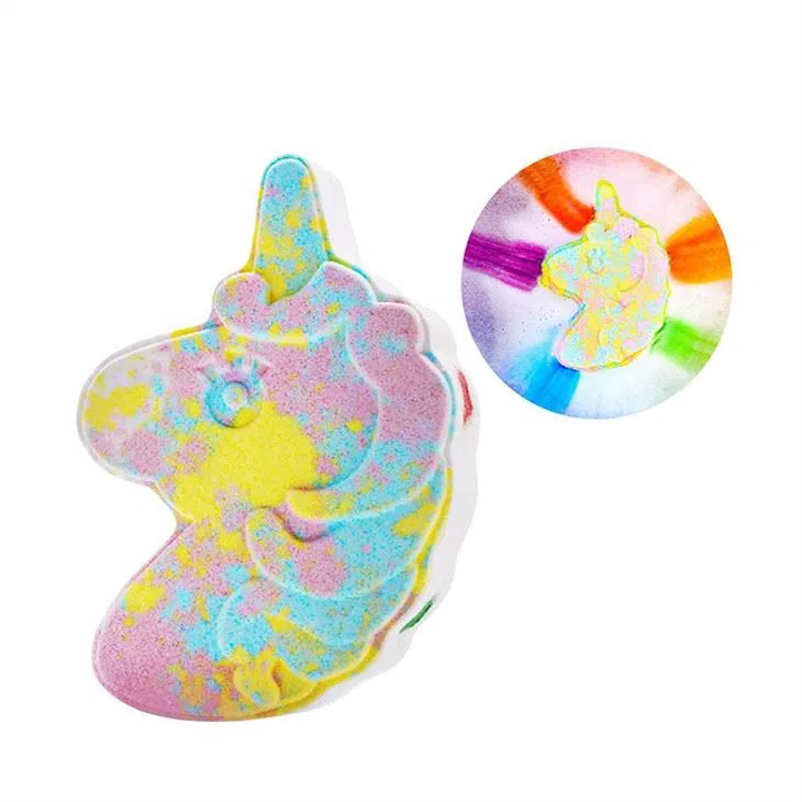 Etiqueta privada de bomba de baño Unicorn Rainbow